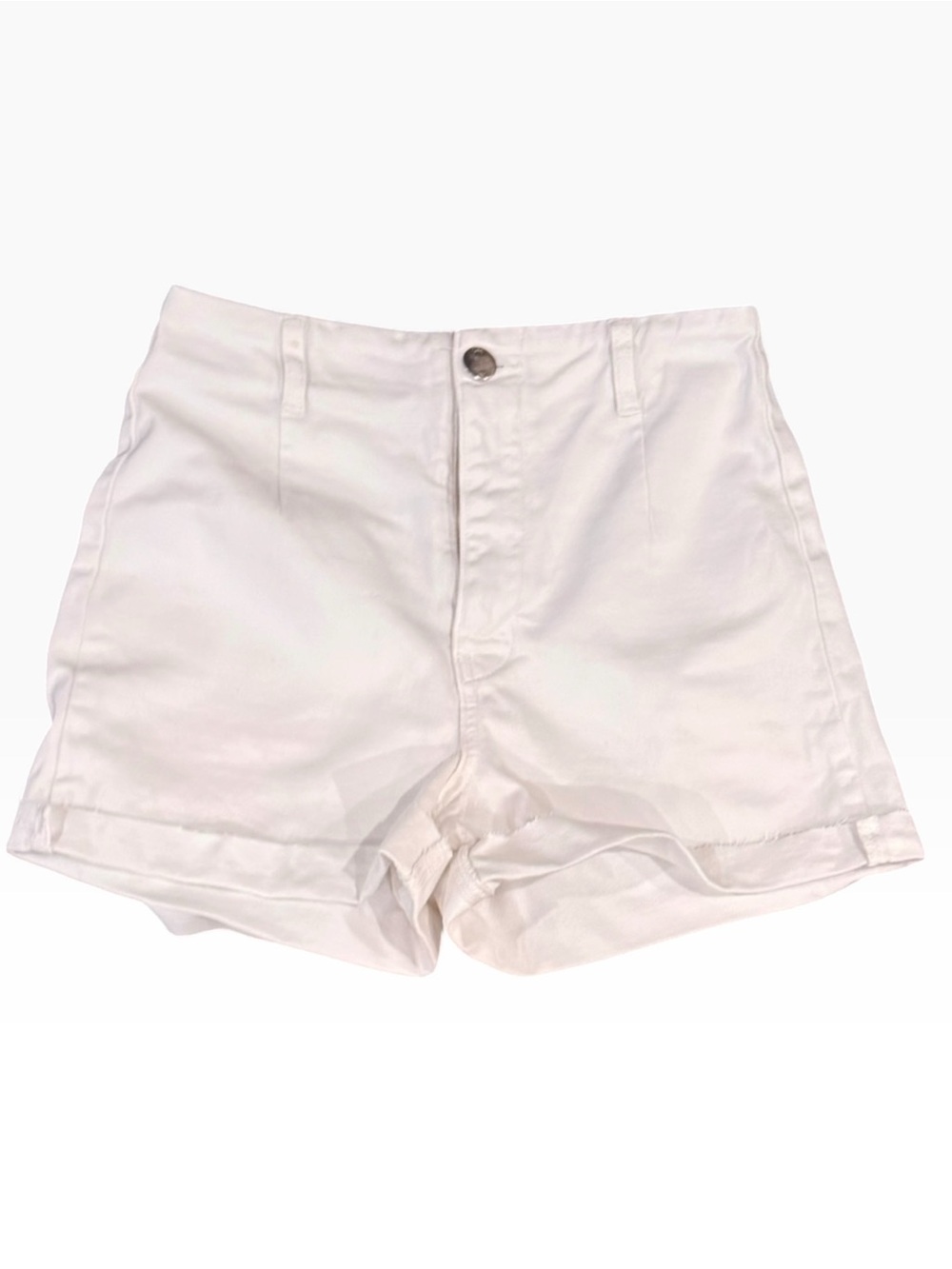 Zara White High-Waist Cotton Shorts Sz 2